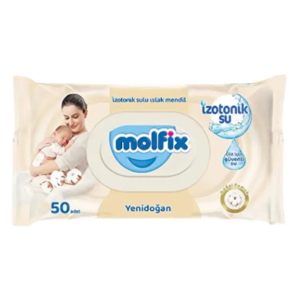[50101389] Molfix Baby Feuchttücher Neugeborene mit isotonischem Wasser 50X12